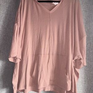 Casual V-Neck Tunic Top - Mauve